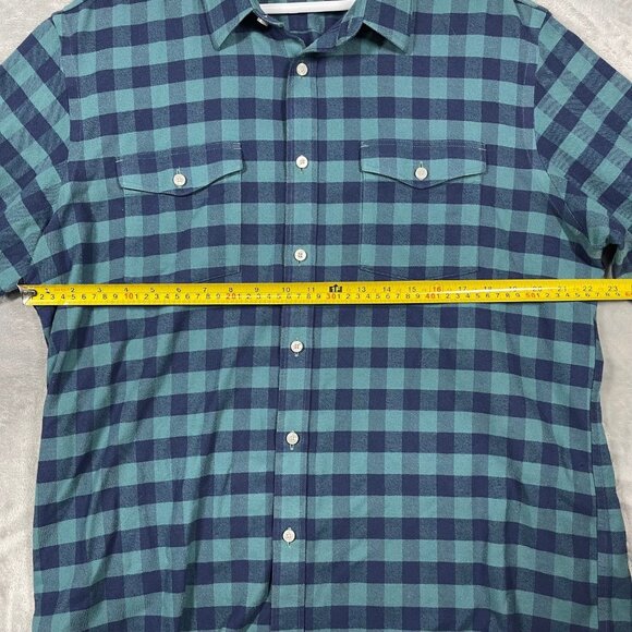 Untuckit Mens XL Wrinkle-Free Green & Navy Plaid Long Sleeve Button-Up Shirt - Picture 5 of 7